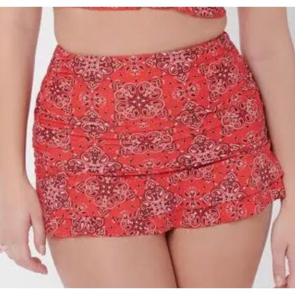 Unique Vintage Red Bandana Print Alice Swim Skirt 1X NWOT - Picture 1 of 6